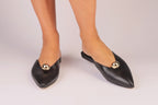 Aurora Slide black nappa leather mule with sculptural sphere — Viva Sole, handmade in Italy — view 2