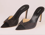 Noir Allure black suede heeled mule with Italian rhinestones — Viva Sole, handmade in Italy — view 5
