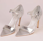 Luna Silver mirror leather sandal with crystal buckle — Viva Sole, handmade in Italy — view 3