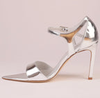 Luna Silver mirror leather sandal with crystal buckle — Viva Sole, handmade in Italy — view 5