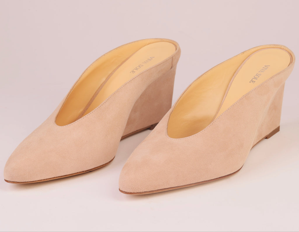 Étoile Wedge powder suede mule — Viva Sole, handmade in Italy — view 3