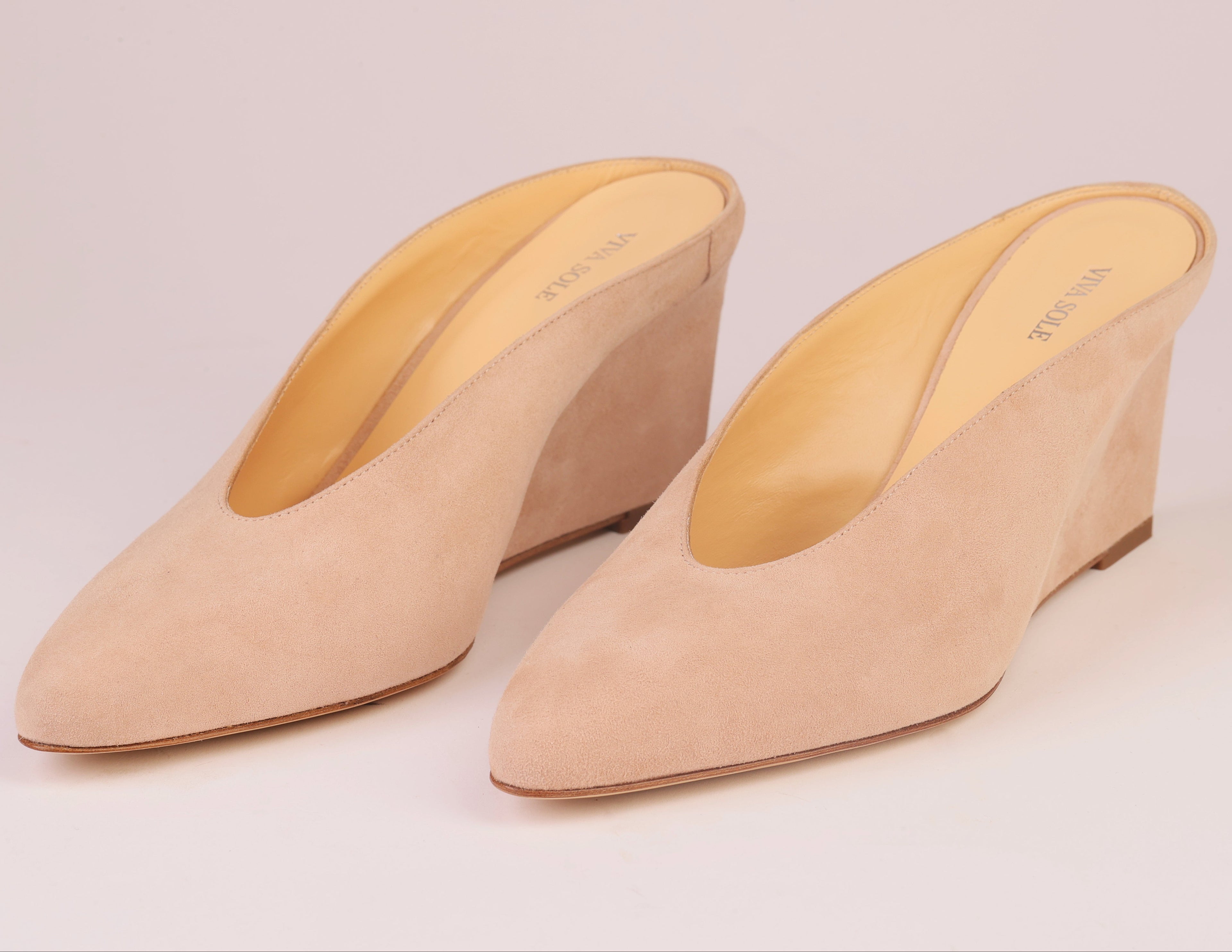 Étoile Wedge powder suede mule — Viva Sole, handmade in Italy — view 3