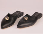 Aurora Slide black nappa leather mule with sculptural sphere — Viva Sole, handmade in Italy — view 3