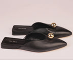 Aurora Slide black nappa leather mule with sculptural sphere — Viva Sole, handmade in Italy — view 4
