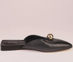 Aurora Slide black nappa leather mule with sculptural sphere — Viva Sole, handmade in Italy — view 9
