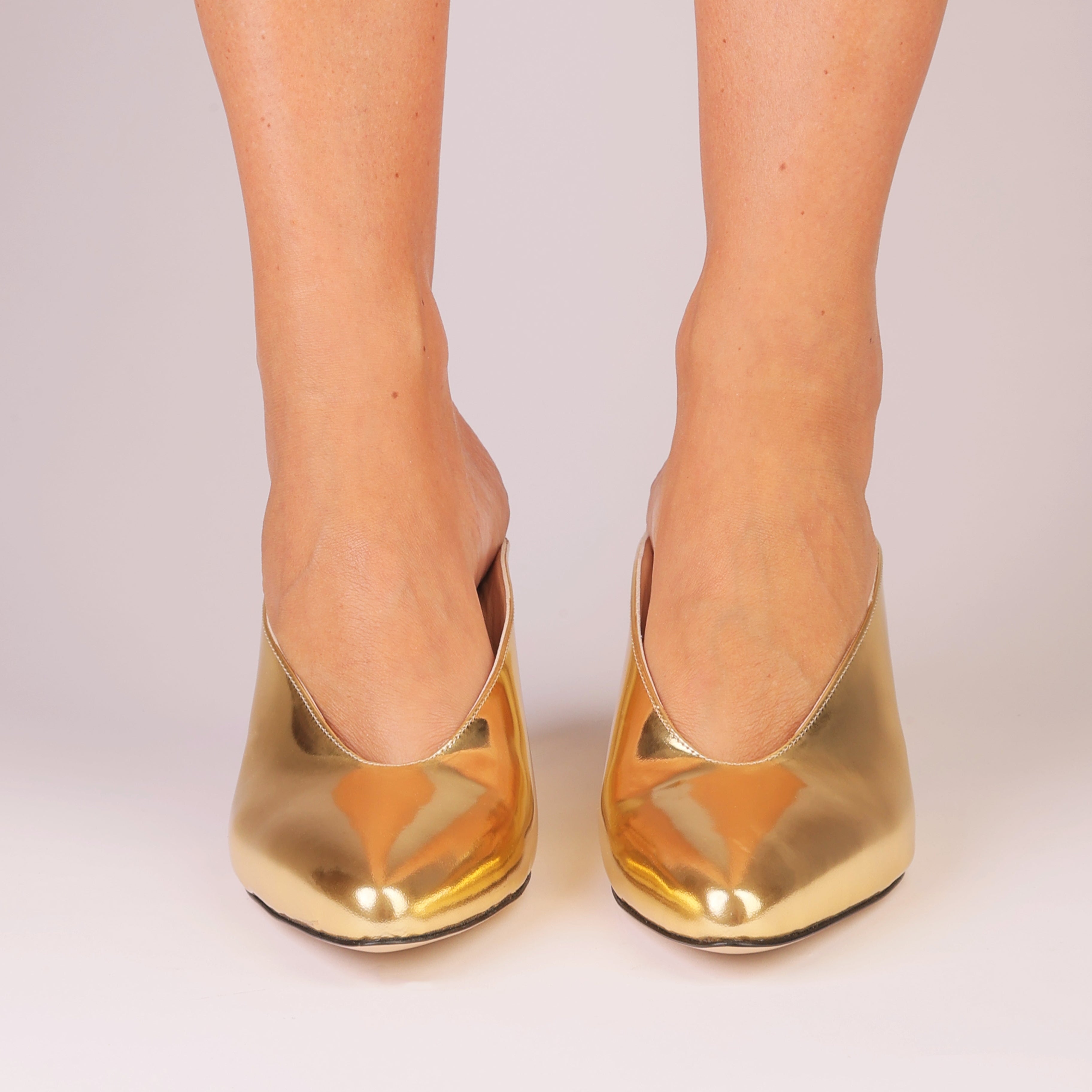Solaris Wedge gold mirror leather wedge mule — Viva Sole, handmade in Italy — view 8