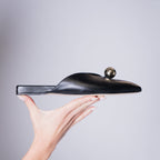 Aurora Slide black nappa leather mule with sculptural sphere — Viva Sole, handmade in Italy