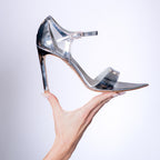 Luna Silver mirror leather sandal with crystal buckle — Viva Sole, handmade in Italy — view 13